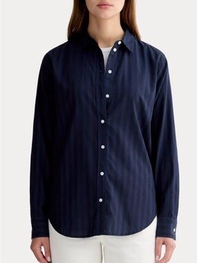 NWT Everlane 2 The Must Have Shirt Silky Cotton Striped Button Down Long Sleeve